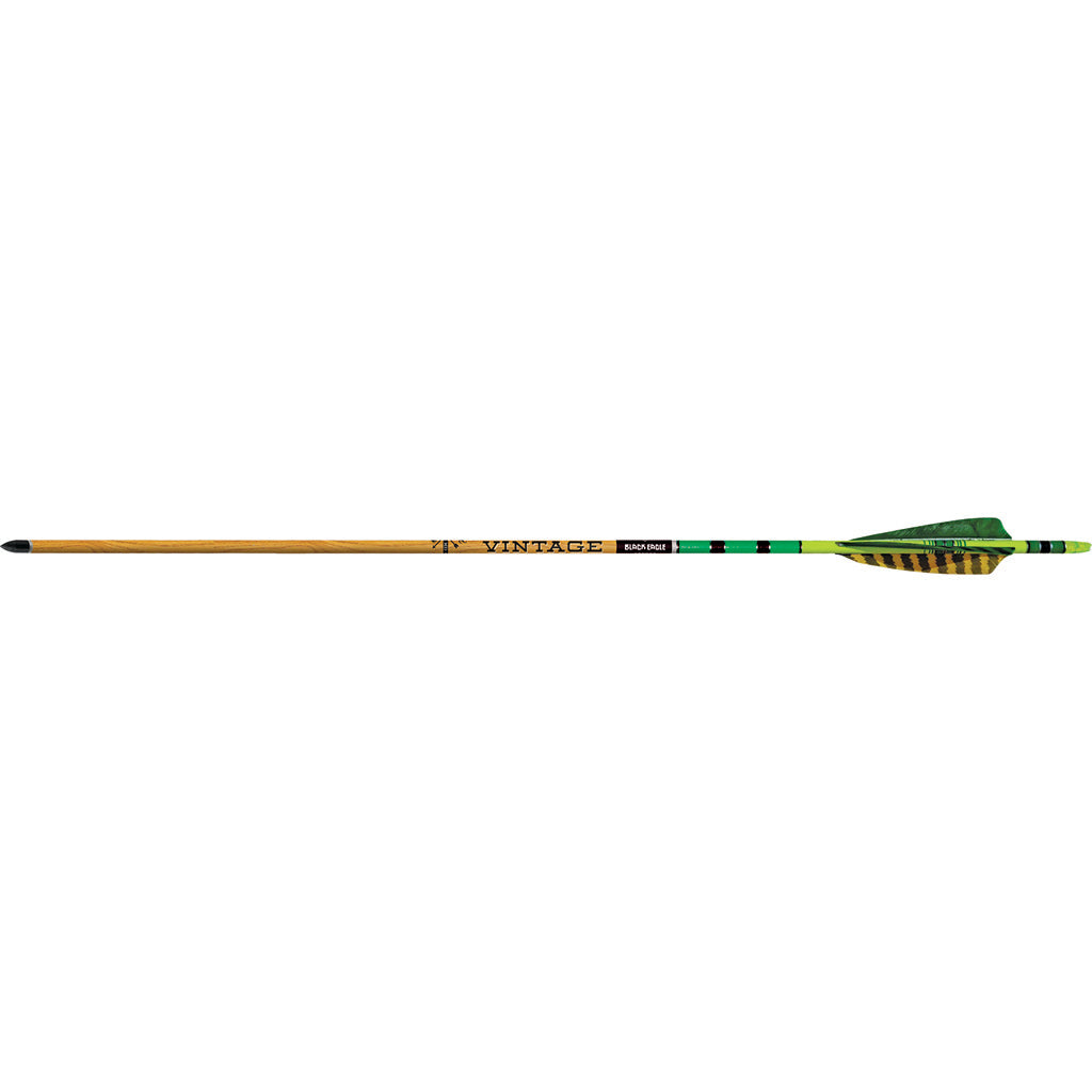 Black Eagle Vintage Traditional Arrows .005 500 Green/Yellow Feathers 6 pk.