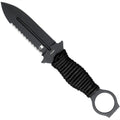 CobraTec Ringed Claymore 1 Side Serrated Dagger Fixed Blade Black