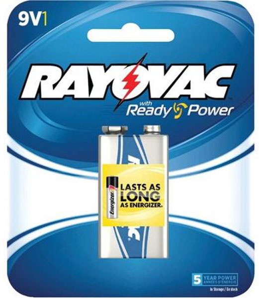 RAY-O-VAC ALKALINE BATTERY 9V 1PK