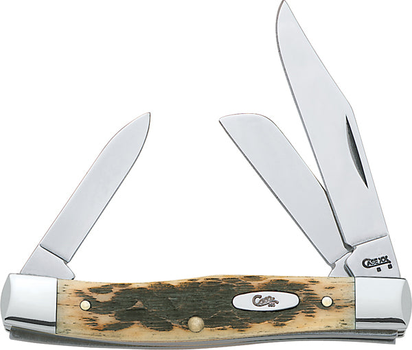 CASE MED STOCKMAN 3BLD 3 5/8" AMBER BONE