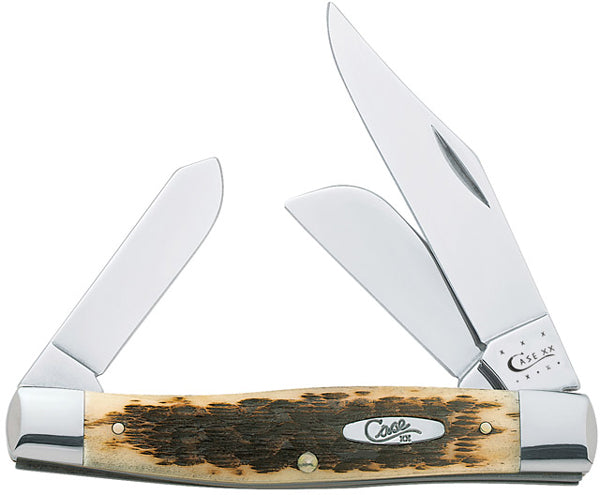 CASE LARGE STOCKMAN 3BLD 4 1/4" AMBER BONE