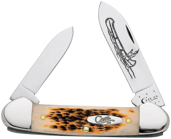 CASE CANOE 2BLD 3 5/8" AMBER BONE