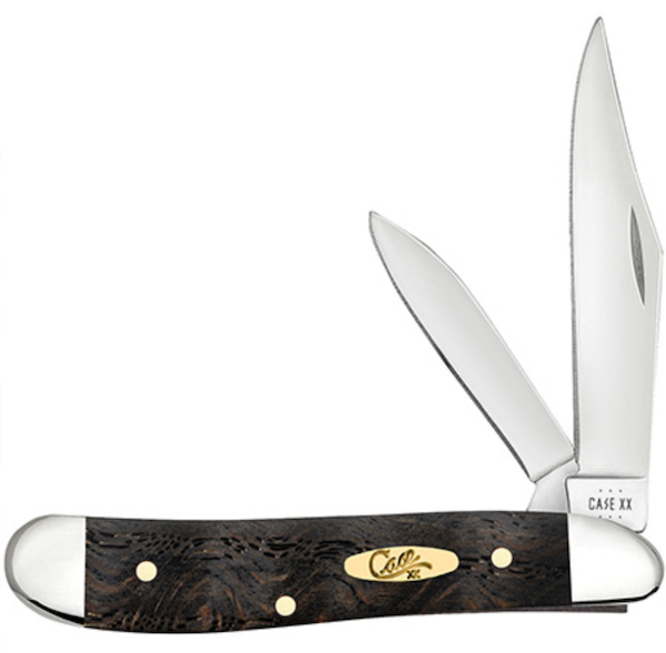 CASE PEANUT 27/8" 2BL BLK CURLY OAK WOOD