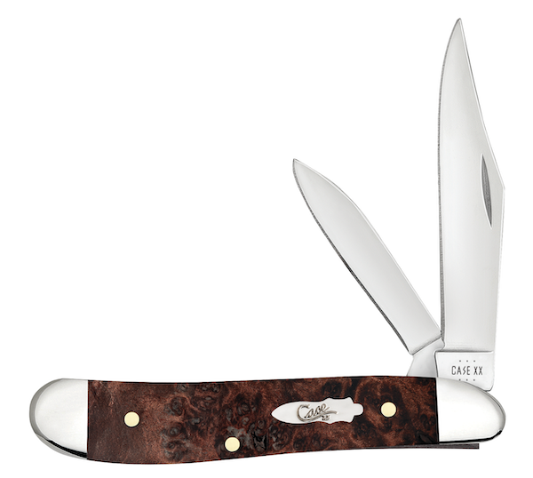 CASE PEANUT 27/8" 2BL BRN MAPLE BURL WOOD