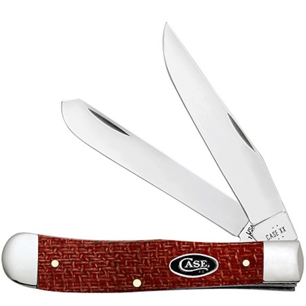 CASE TRAPPER 2BL 41/8" D RED BURLAP MICARTA